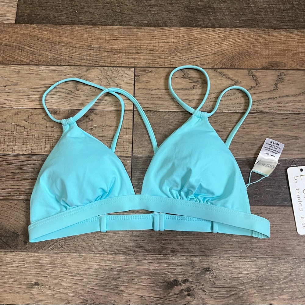 NWT L*Space blue triangle bikini top XS